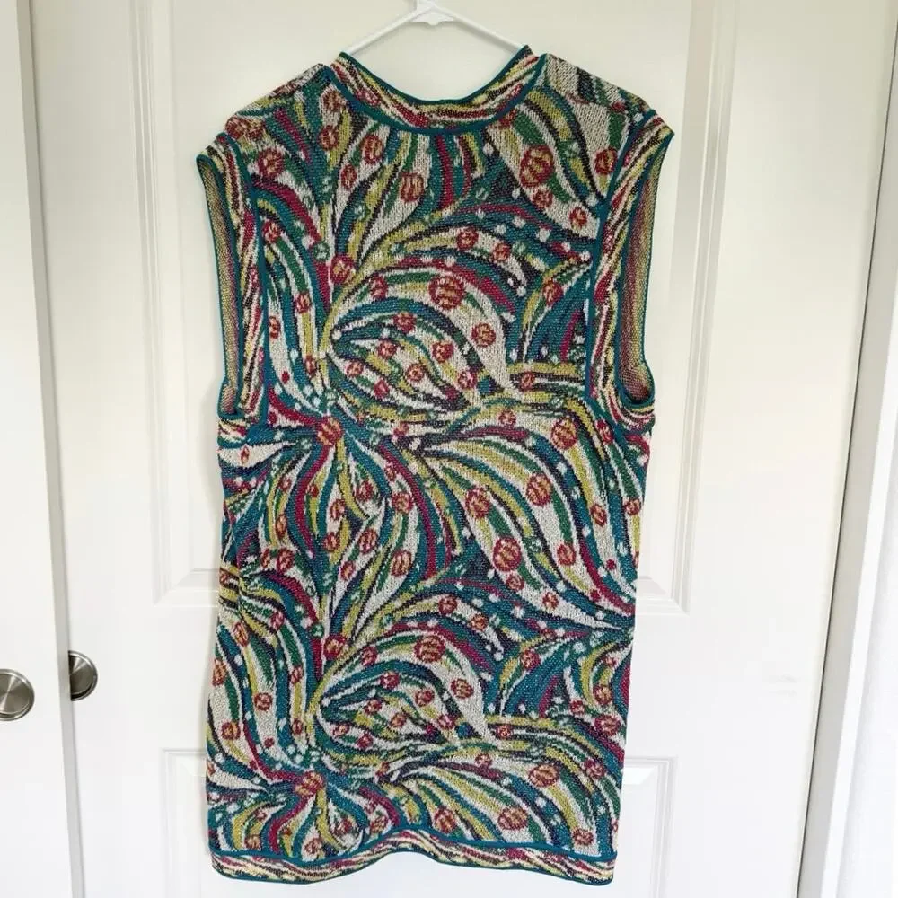 Missoni For Nordstrom Vintage Knit Double Pocket Swirl Vest Cardigan US 12